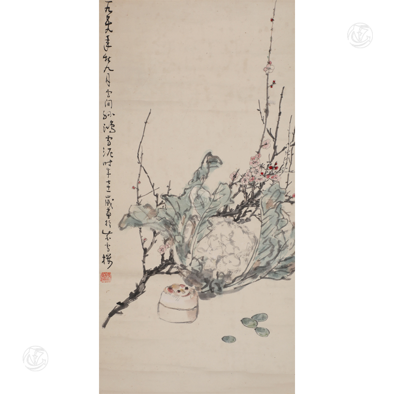 孫雪泥 白菜梅花圖